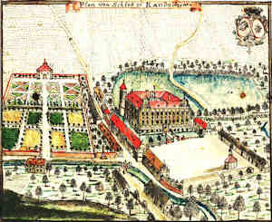 Plan von Schlos zu Raudnitz - Pałac, widok z lotu ptaka